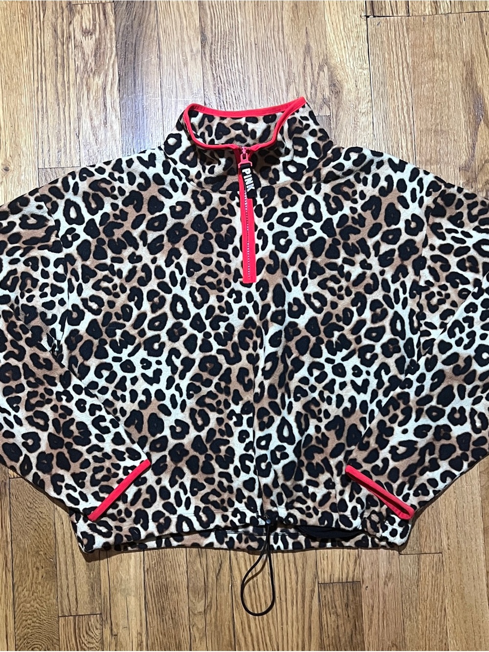 Victoria Secret VS PINK Womens Leopard Animal Print 1/4 Zip Pullover Jacket M